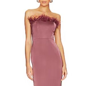 Purple Sleeveless Midi Dress Decorated with Feather